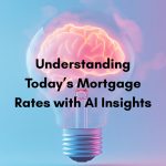 Homebuyer reviewing AI-powered mortgage rate insights and trends at DivorceMortgageExpert.com.